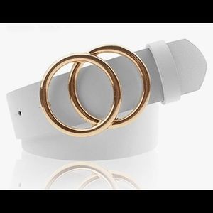 NWT White Faux Leather Belt | Gold Buckle